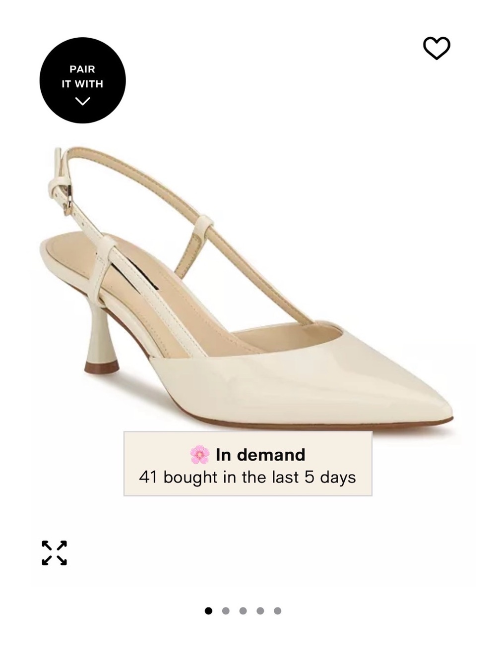 Nine West Cream Pointed Patent Slingback Heels